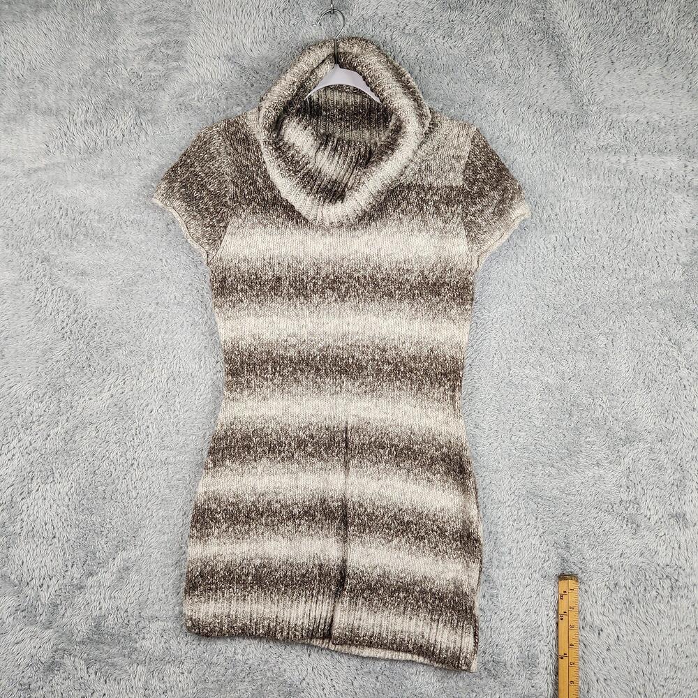 Like Love Sweater Womens Large Brown Striped Cowl Neck Tunic Knit Top Sleeveless